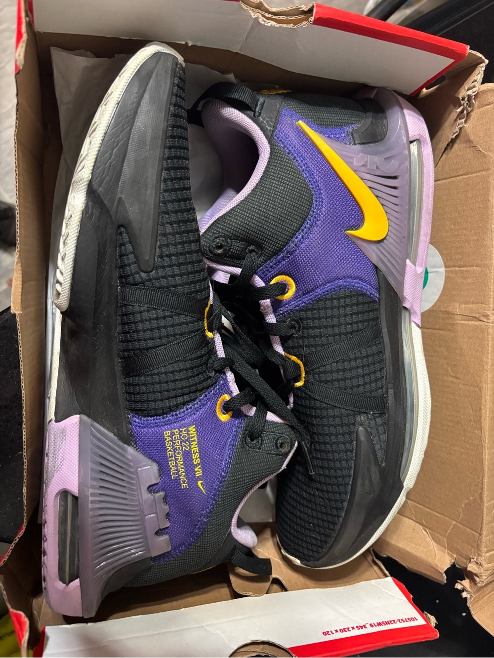 Nike Men Black Purple Yellow Basketball Sneakers
